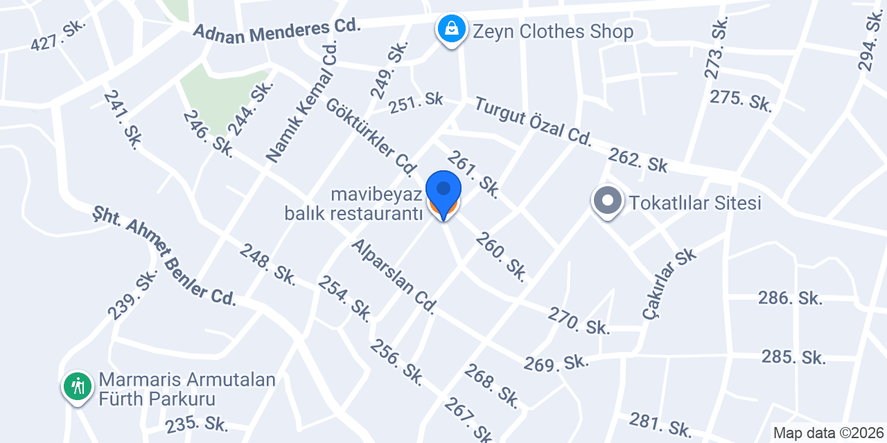 mavibeyaz balık restaurantı konumu