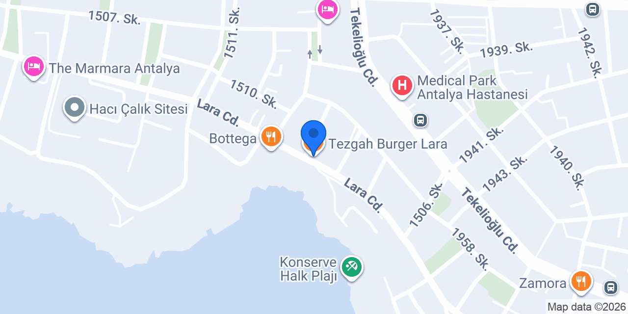 Tezgah Burger Lara konumu