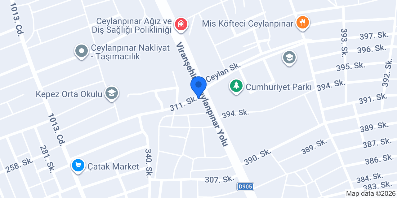 Yılmaz Mermer atölyesi Ceylanpınar konumu