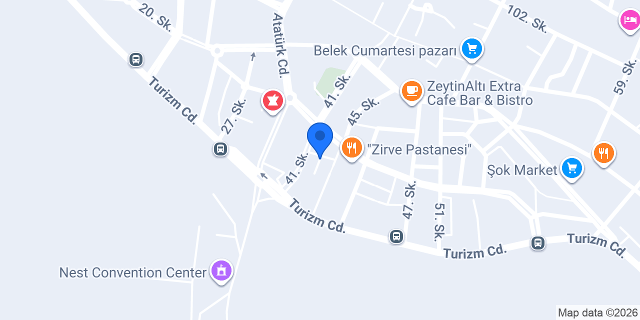 Nur Pastaneleri belek şubesi konumu