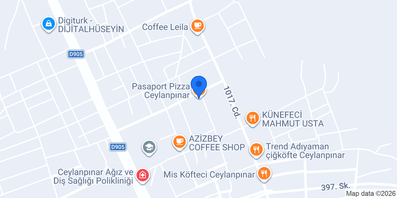 Pasaport Pizza Ceylanpınar konumu