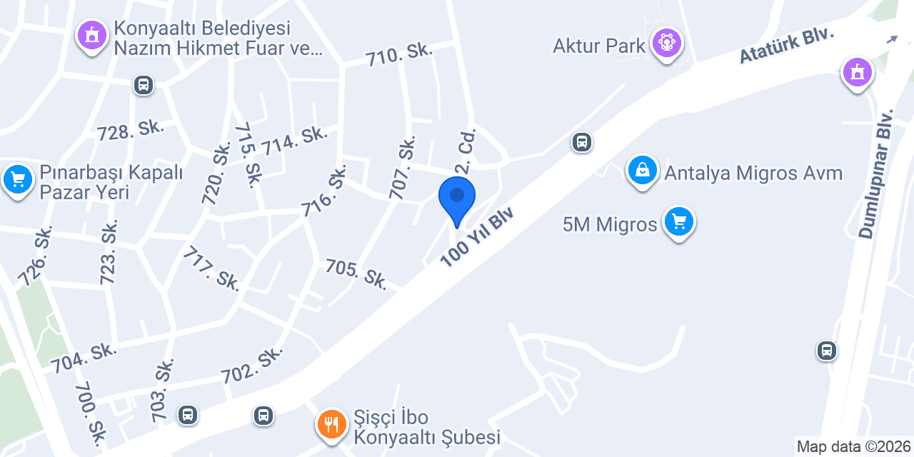 Ateş Rent a Car Antalya konumu