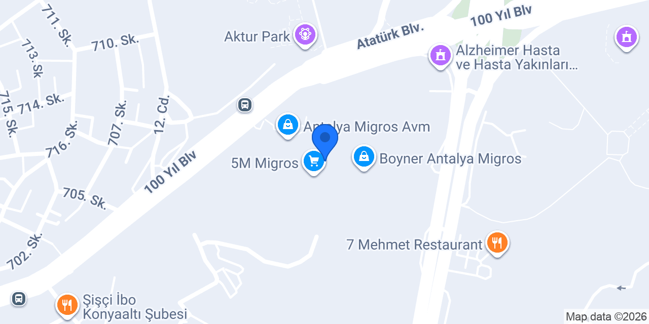 Mavi - Antalya Migros konumu
