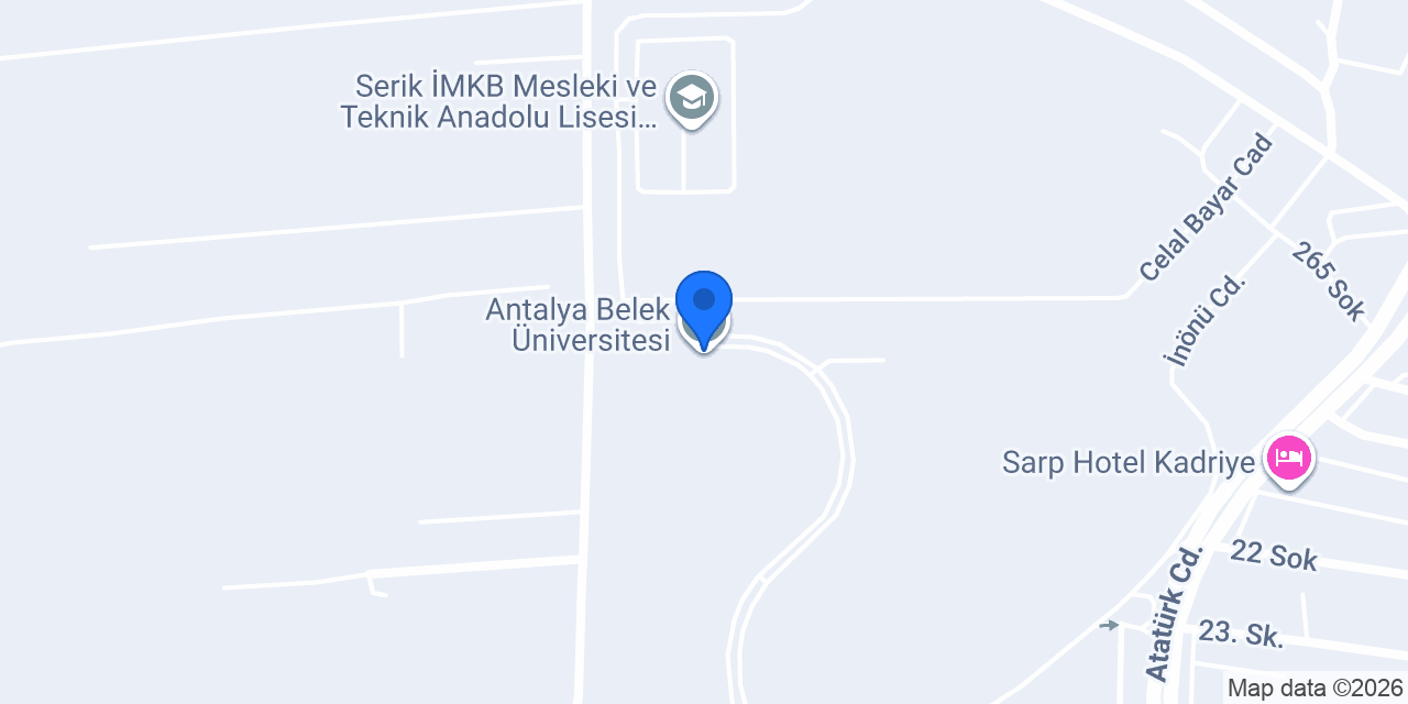 Antalya Belek Üniversitesi konumu