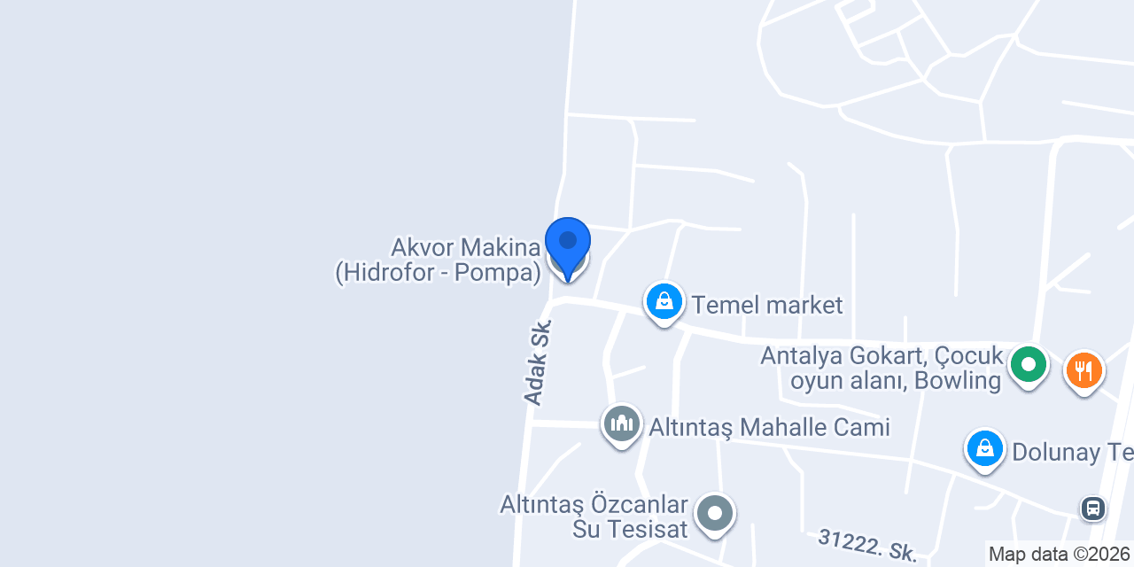 Akvor Makina (Hidrofor - Pompa) konumu