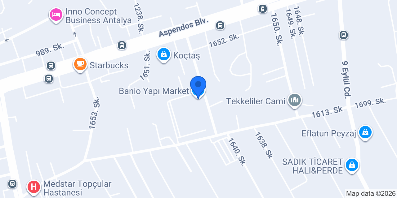 Banio Yapı Market konumu