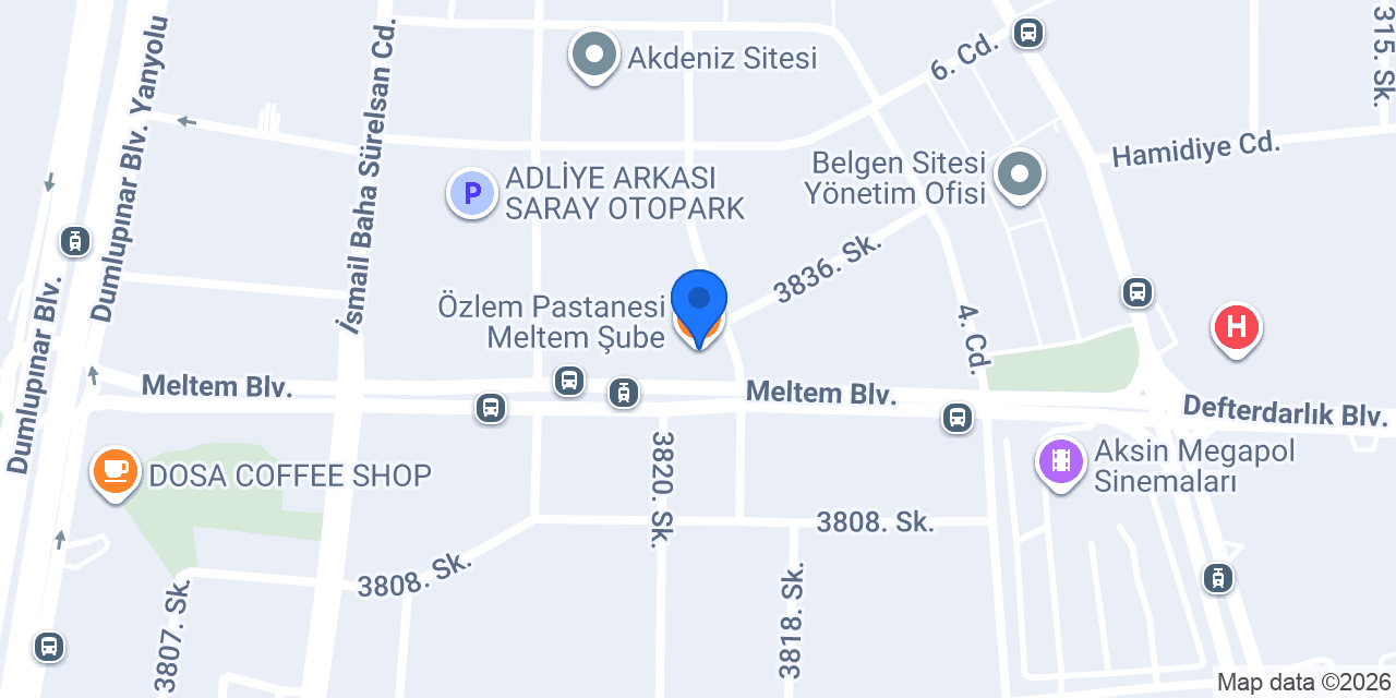 Özlem Pastanesi Meltem Şube konumu
