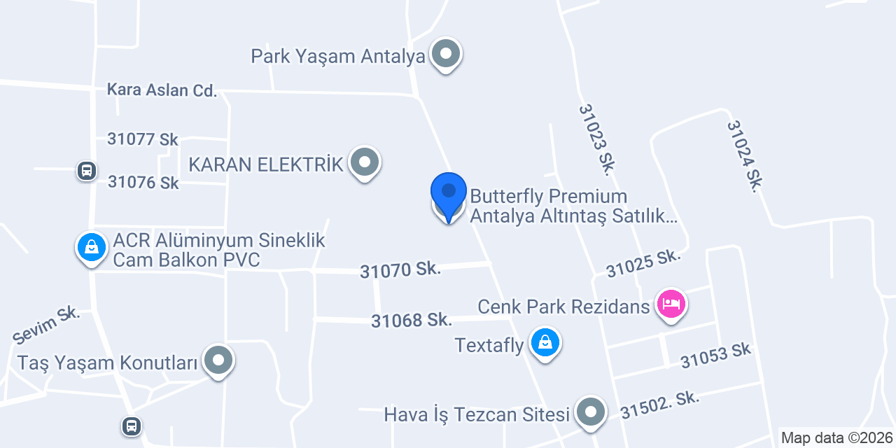 Butterfly Premium Antalya Altıntaş Satılık 1+1 Daire konumu