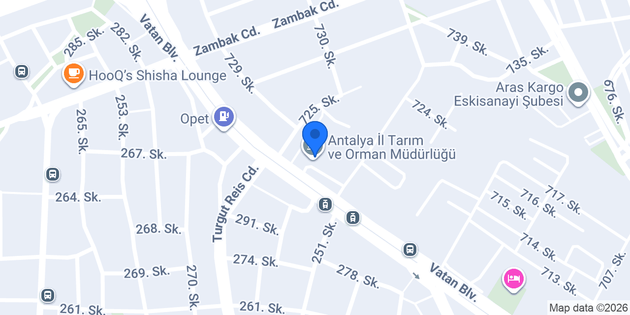 Antalya İl Tarım ve Orman Müdürlüğü konumu