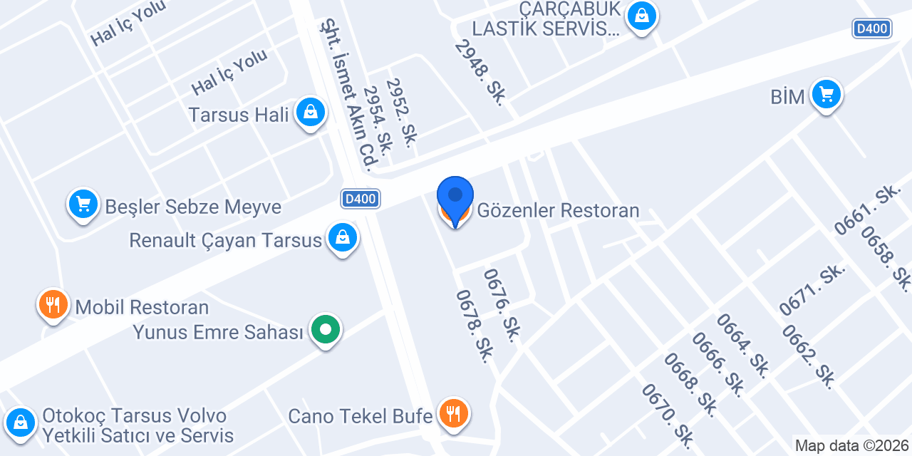 Gözenler Restoran konumu
