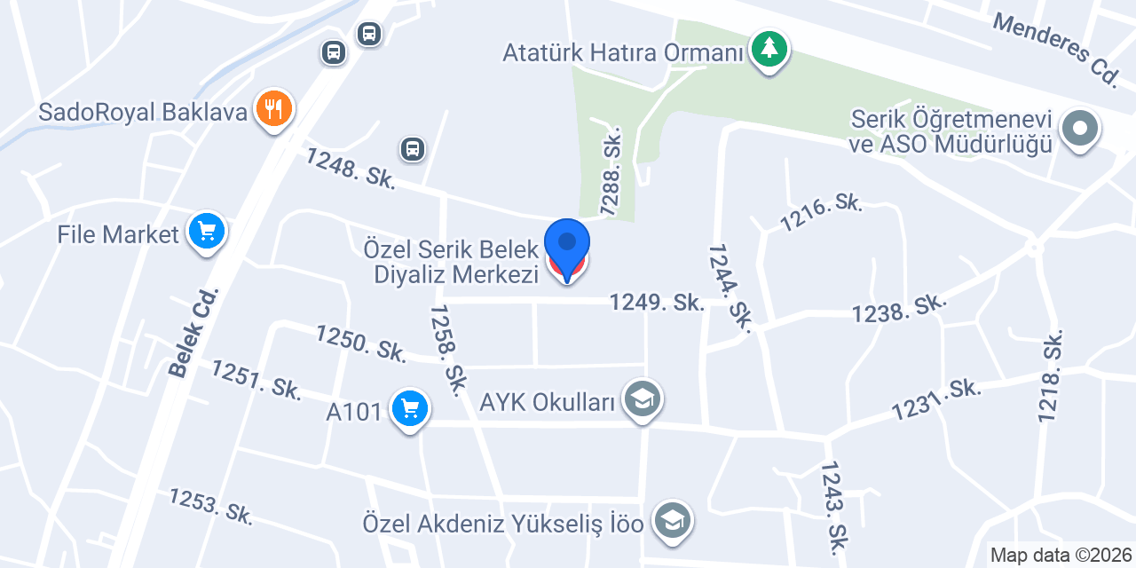 Özel Serik Belek Diyaliz Merkezi konumu