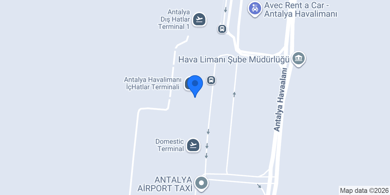 Garenta Antalya Havalimanı Araç Kiralama konumu