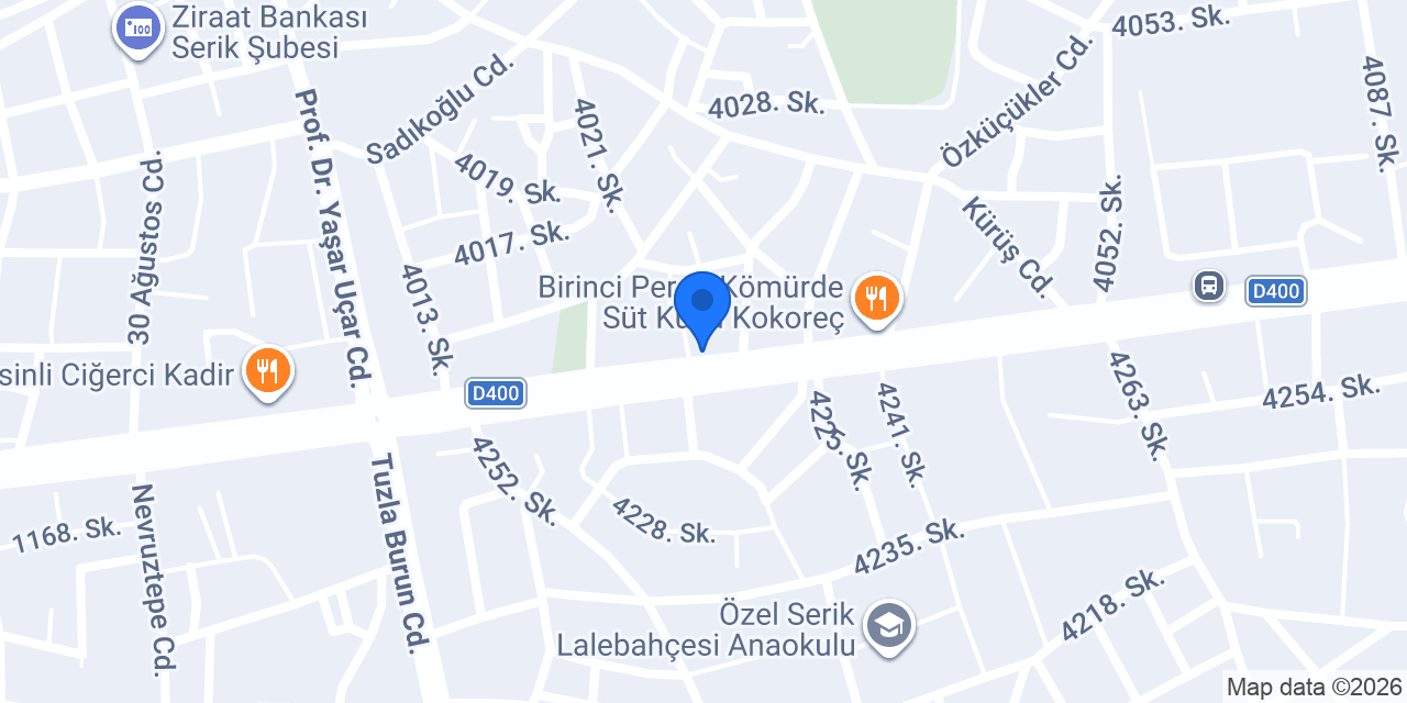 PİLOT GARAGE SERİK OTO EKSPERTİZ ANAYOL D400 konumu