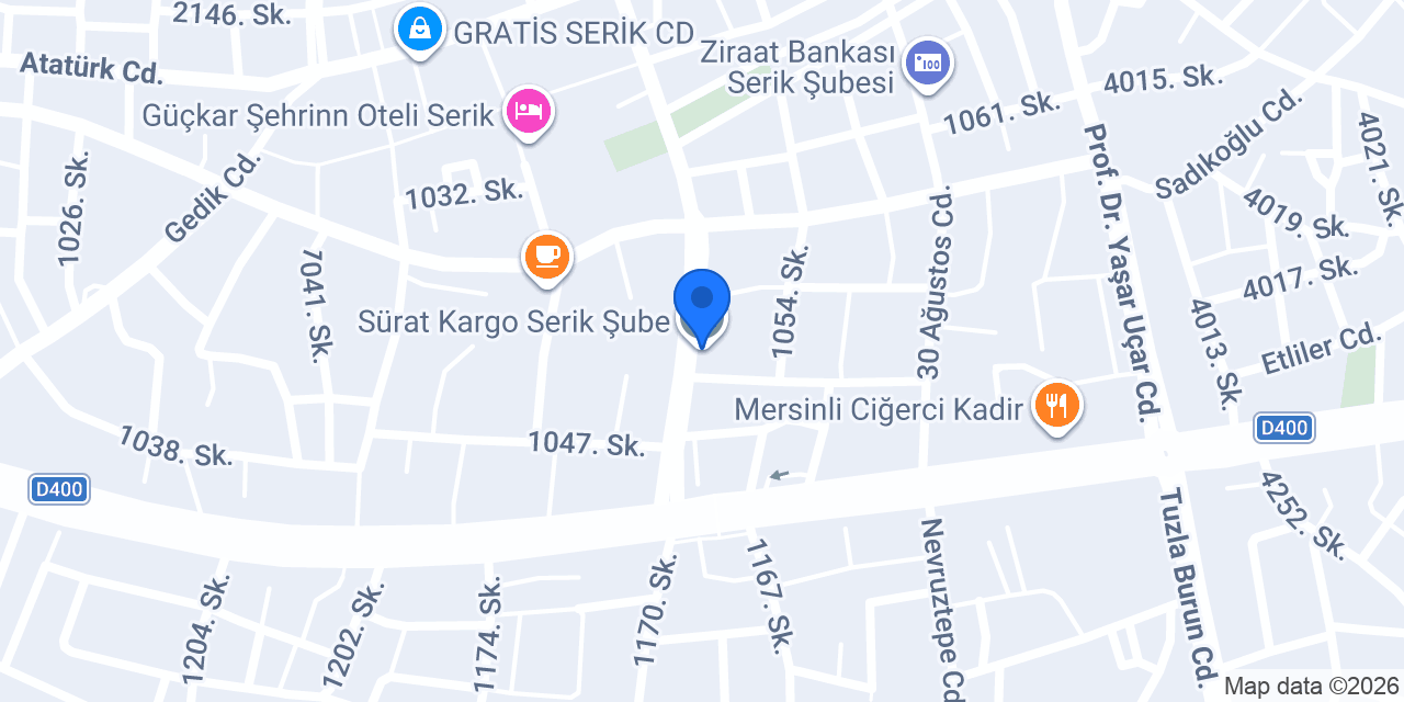 Sürat Kargo Serik Şube konumu