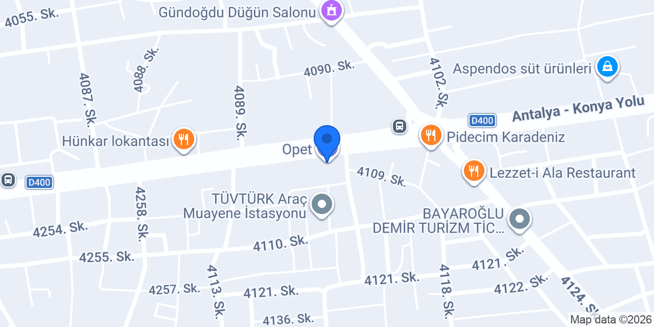 OPET CAFETERYA konumu