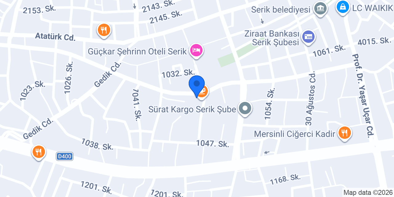 HATAY DÜRÜM CENTER SERİK konumu