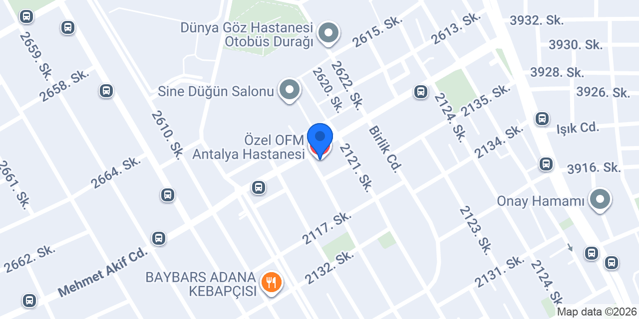 Özel OFM Antalya Hastanesi konumu