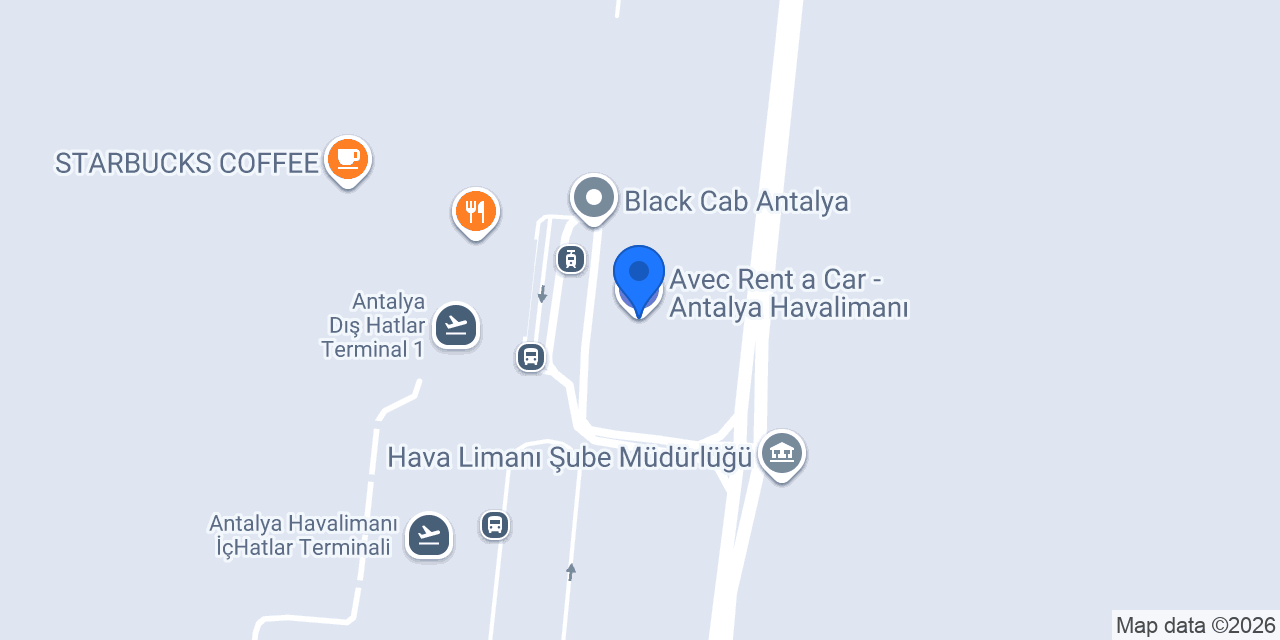 Avec Rent a Car - Antalya Havalimanı konumu