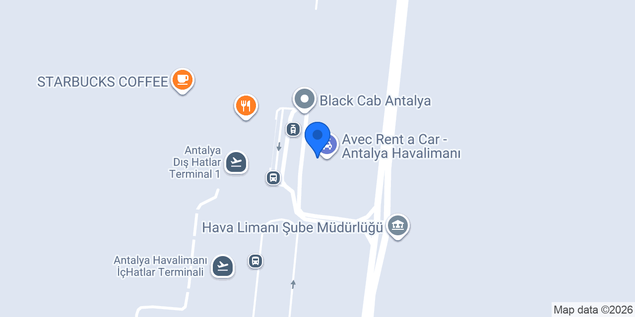 Europcar Antalya Havalimanı konumu