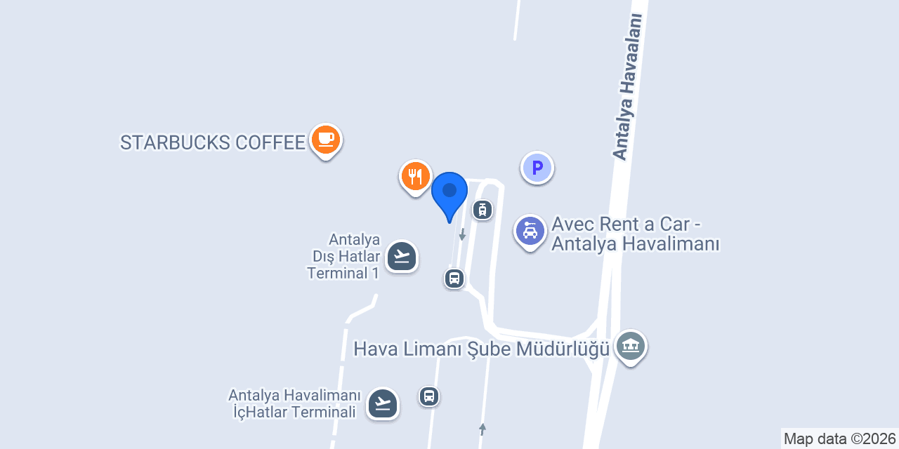 Avis Antalya Havalimanı konumu