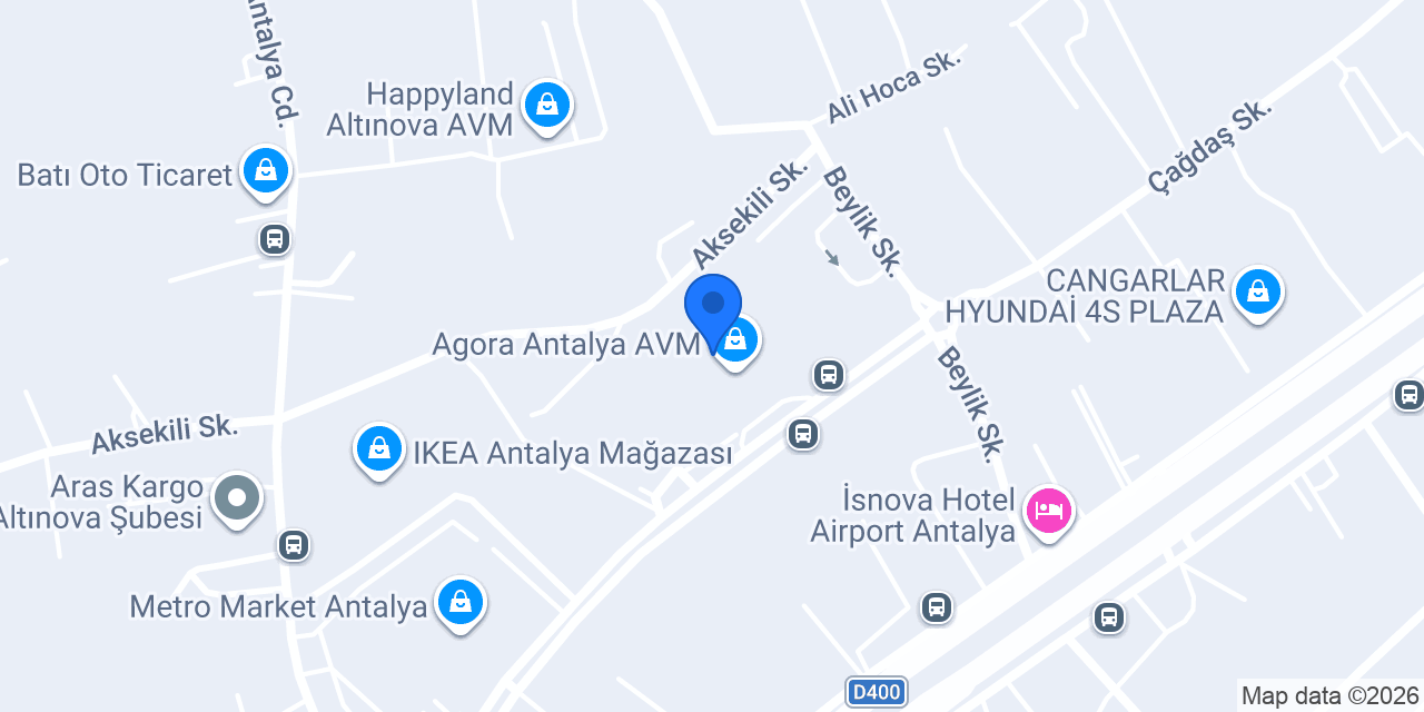 Kırmızı Kedi Antalya Agora AVM konumu