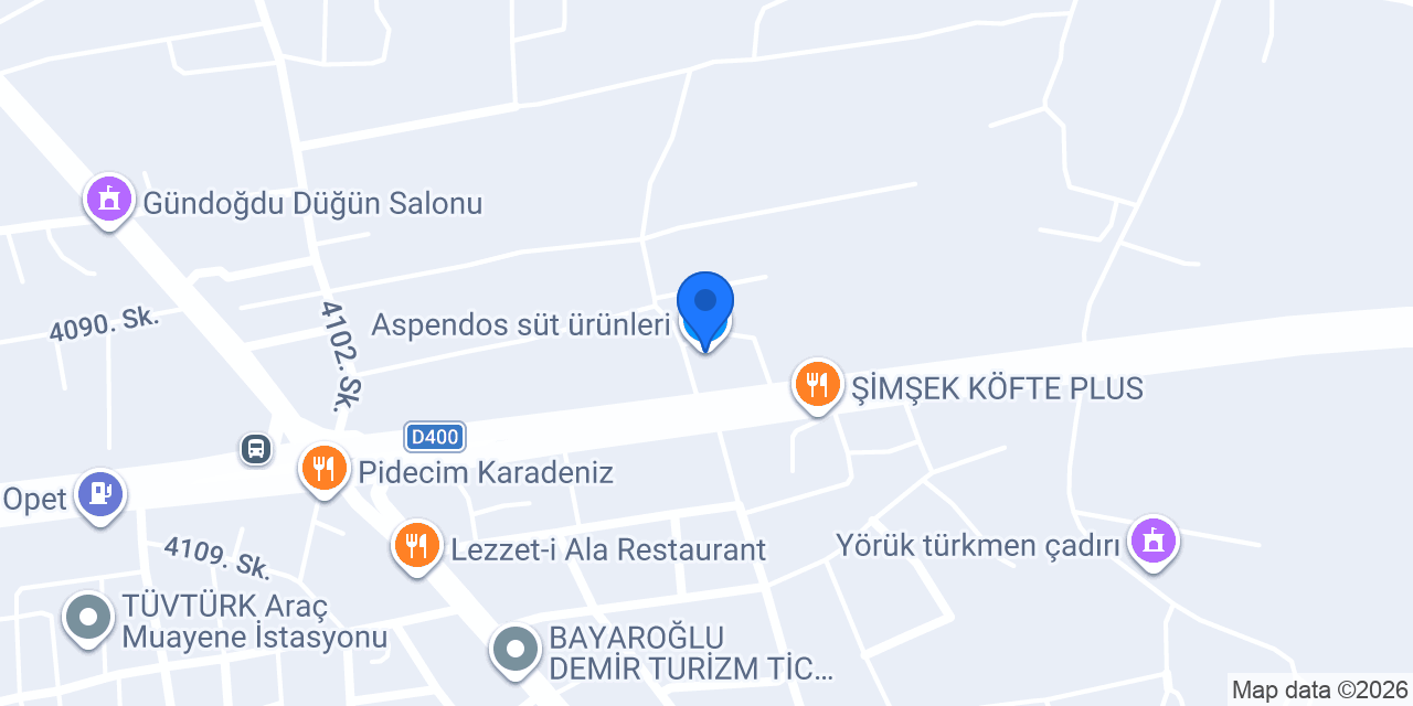 Aspendos süt ürünleri konumu