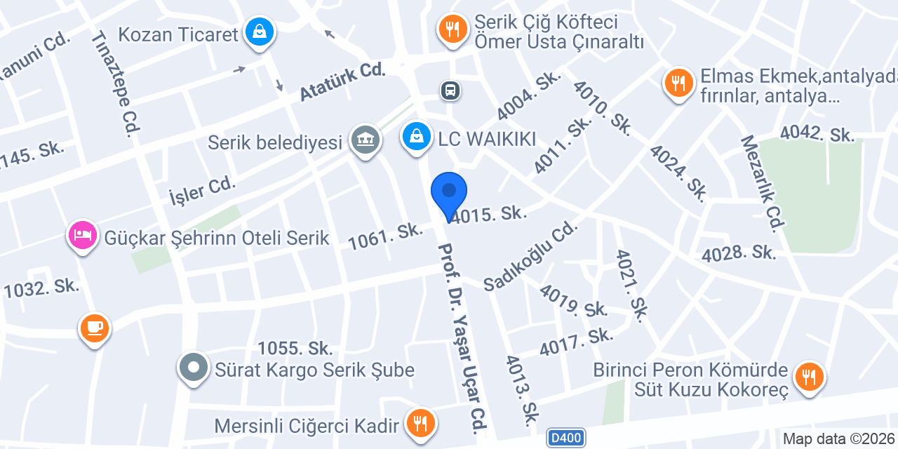 Afşar pastanesi Serik konumu