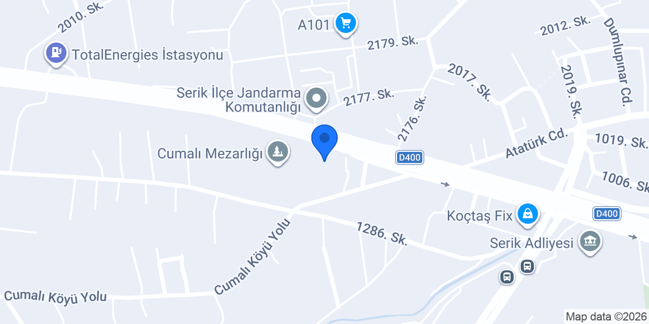Perge Mermer Granit- serik konumu
