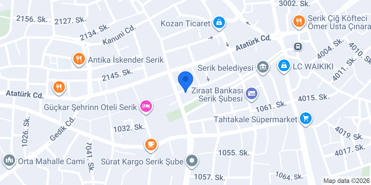 QNB Serik Şubesi konumu