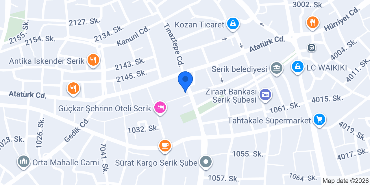Şekerbank Serik Şubesi konumu