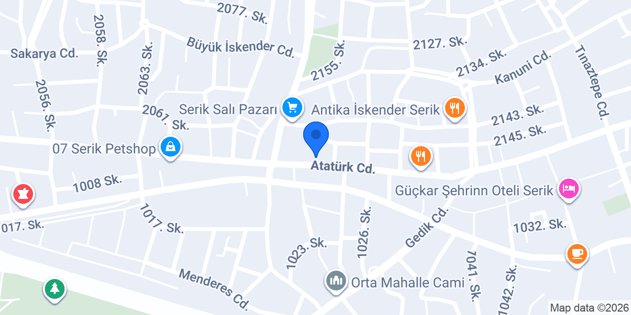 İnci Tulumba Serik Şubesi konumu