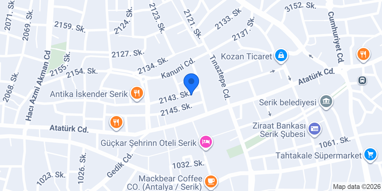 HS BUTİK SERİK konumu