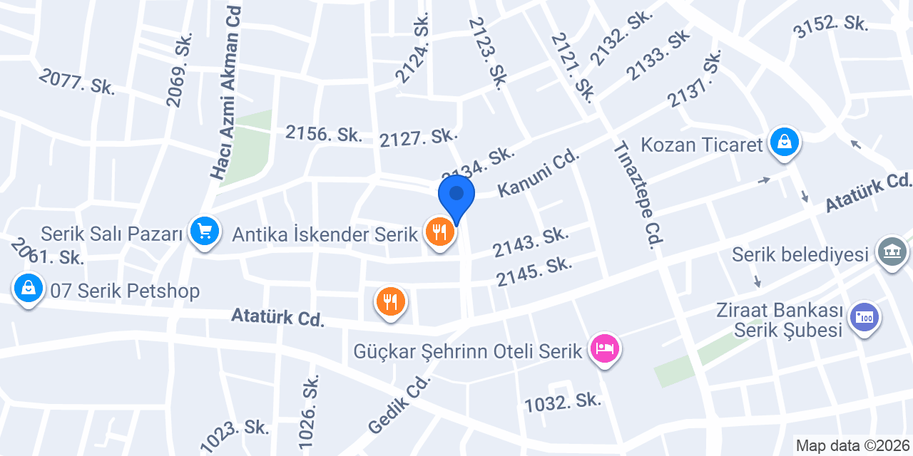 DEMİROĞLU EMLAK SERİK konumu