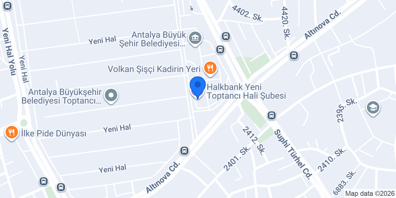 Halkbank Yeni Toptancı Hali Şubesi konumu