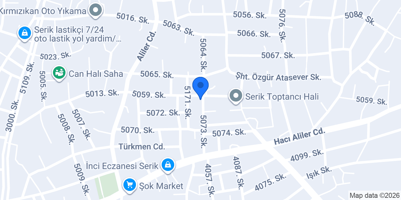 Serik Toptancı Hal Şube Müdürlüğü konumu