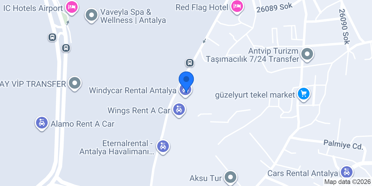 Azun Rent A Car konumu