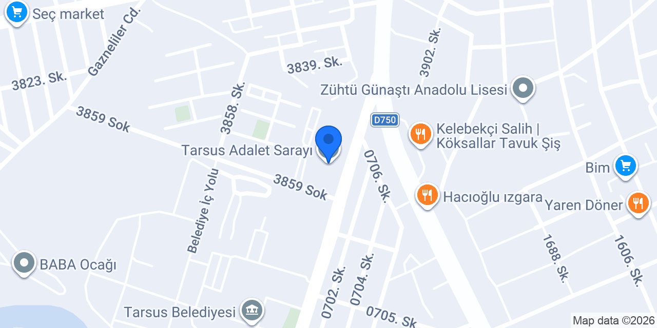 Tarsus Adalet Sarayı konumu