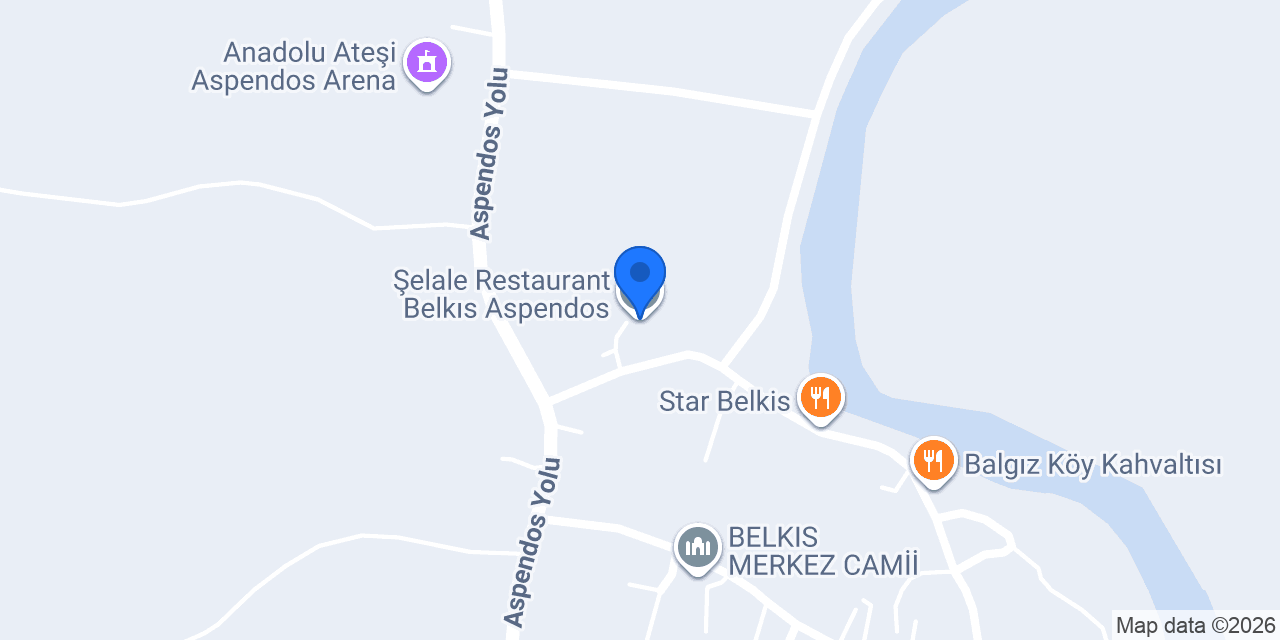 Şelale Restaurant Belkıs Aspendos konumu
