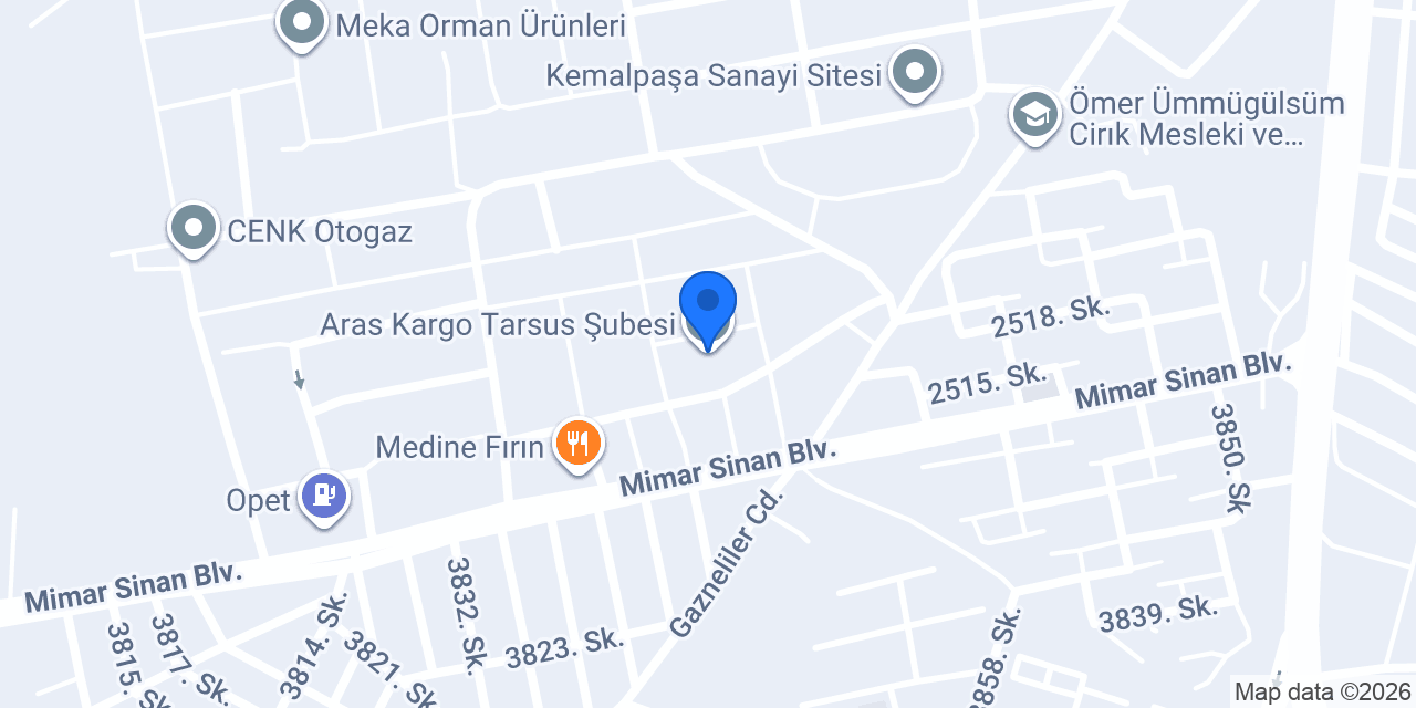 Aras Kargo Tarsus Şubesi konumu
