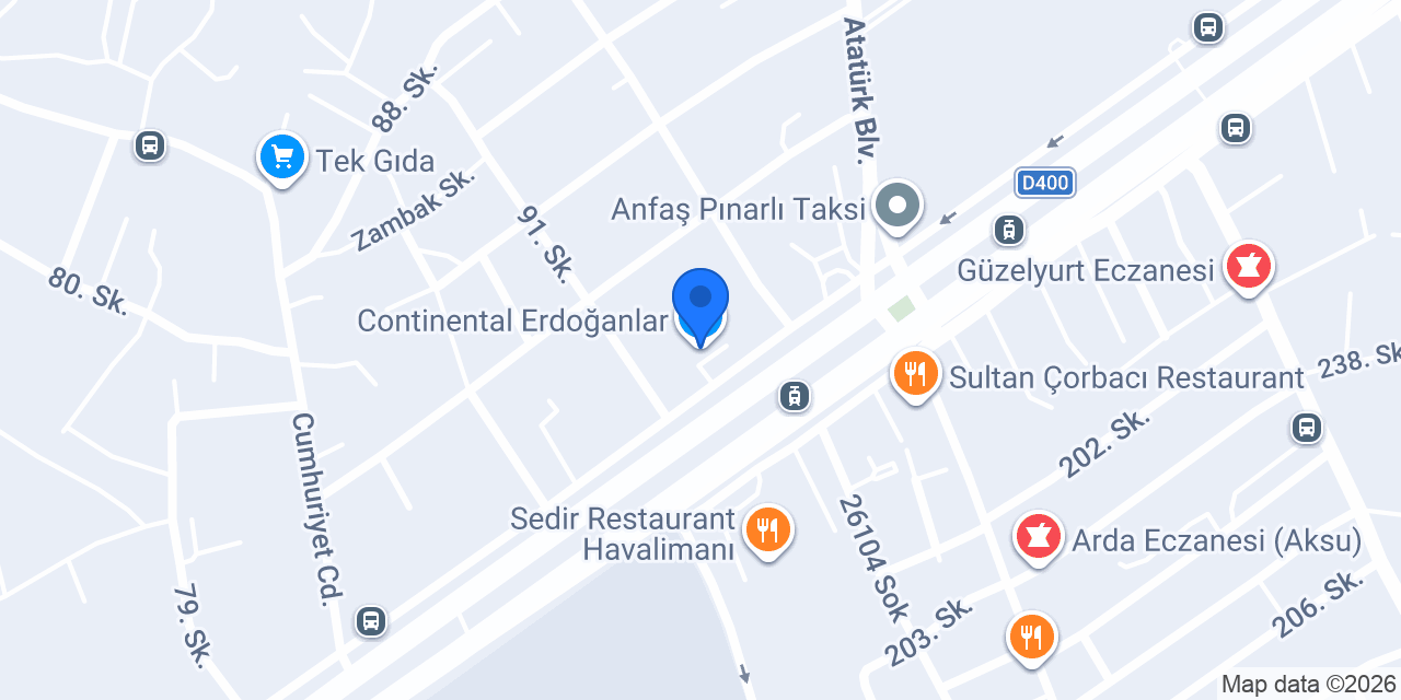 Continental Erdoğanlar konumu