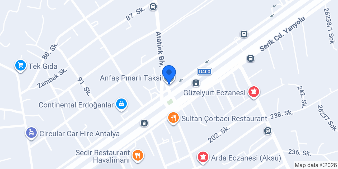 Anfaş Pınarlı Taksi konumu