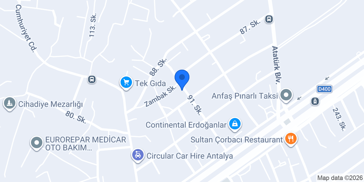 Isık Rent A Car konumu
