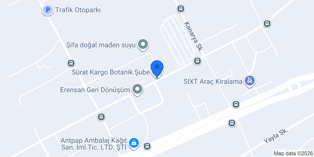 Sürat Kargo Botanik Şube konumu