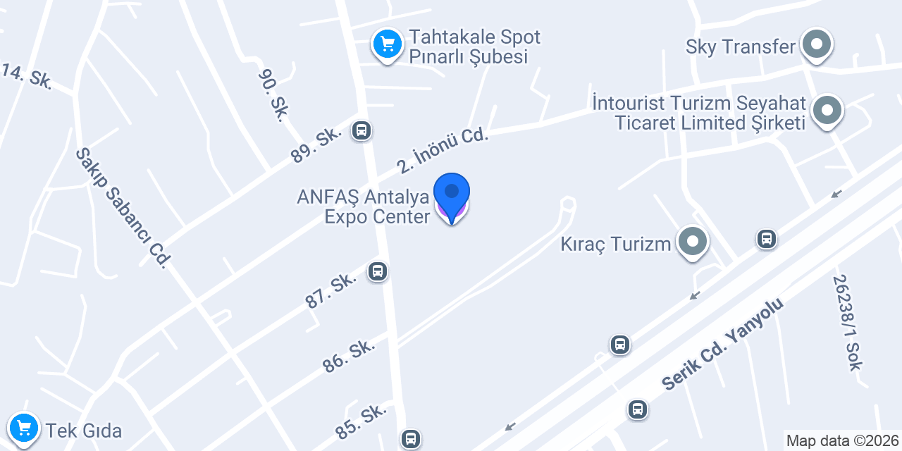 ANFAŞ Antalya Expo Center konumu