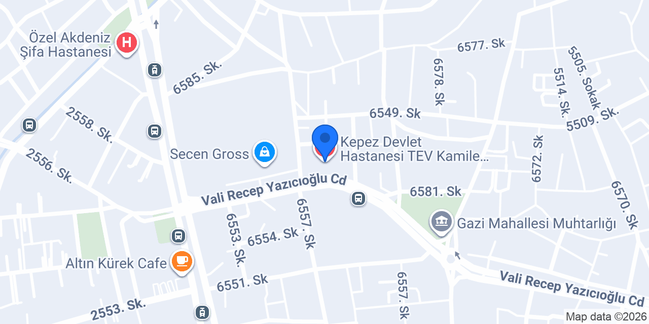 Kepez Devlet Hastanesi TEV Kamile Cephanecioğlu Palyatif Bakım Kliniği konumu