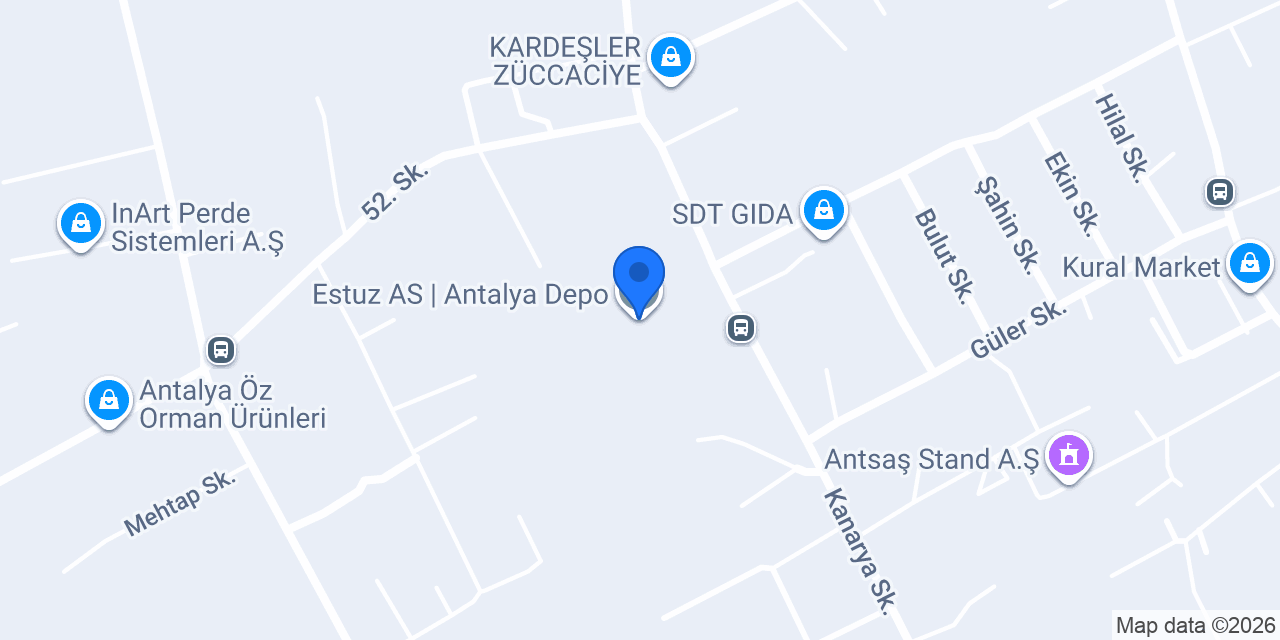 Estuz A.S. | Antalya Depo konumu