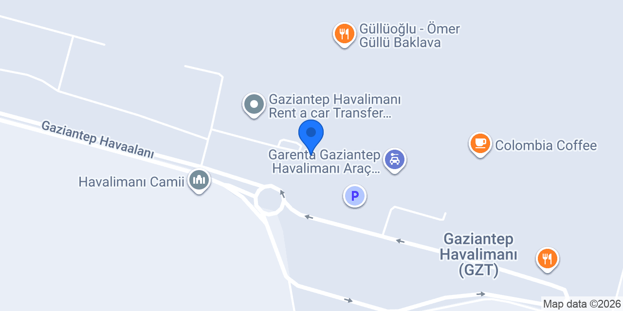 Antepsan Baklava Havalimanı konumu