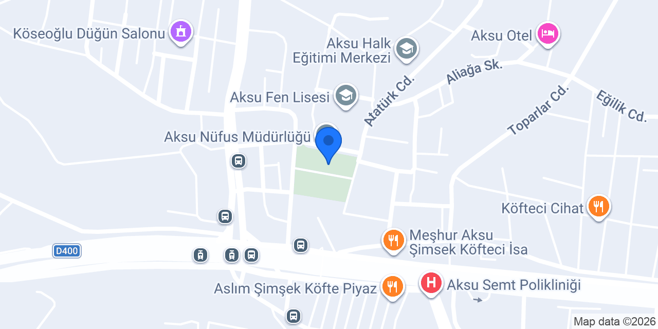 Aksu Kaymakamlığı konumu
