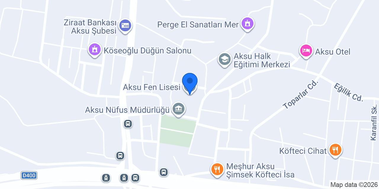 Aksu Fen Lisesi konumu