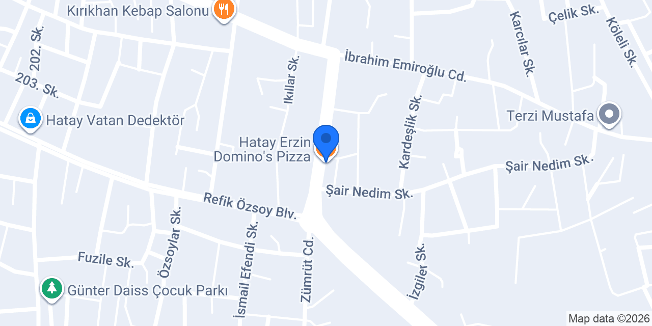 Hatay Erzin Domino's Pizza konumu